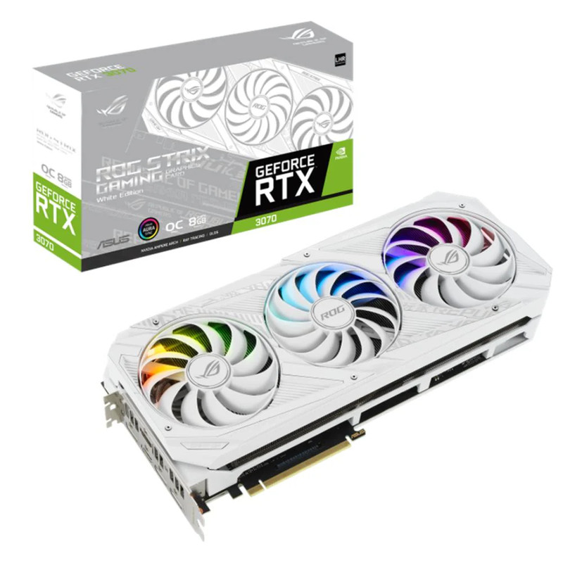 Asus ROG Strix GeForce RTX 3070 OC V2 8GB GDDR6 LHR Graphics Card - White Edition - كرت الشاشة